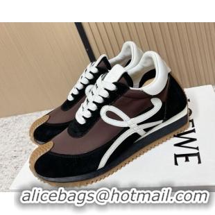 Low Price Loewe Flow Runner Sneakers in Nylon and Suede Brown 0226022