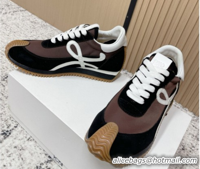 Low Price Loewe Flow Runner Sneakers in Nylon and Suede Brown 0226022