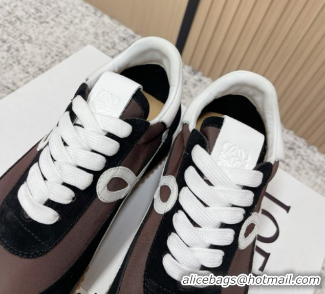 Low Price Loewe Flow Runner Sneakers in Nylon and Suede Brown 0226022