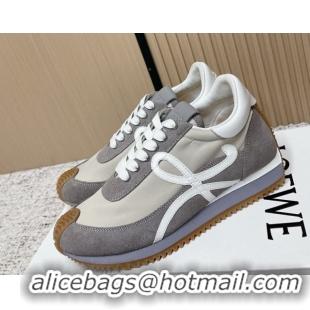 Top Grade Loewe Flow Runner Sneakers in Nylon and Suede Grey 0226024