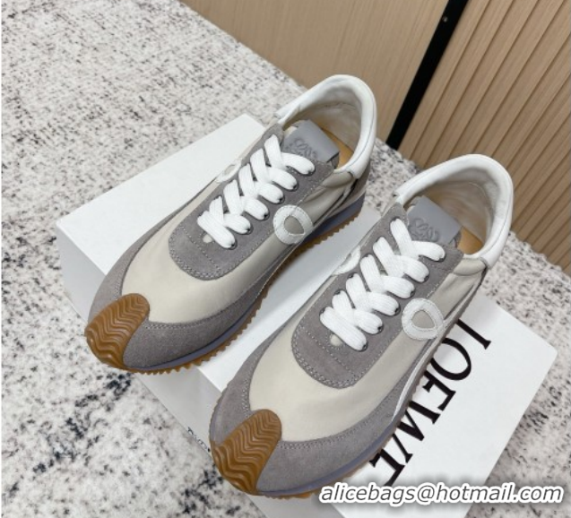 Top Grade Loewe Flow Runner Sneakers in Nylon and Suede Grey 0226024
