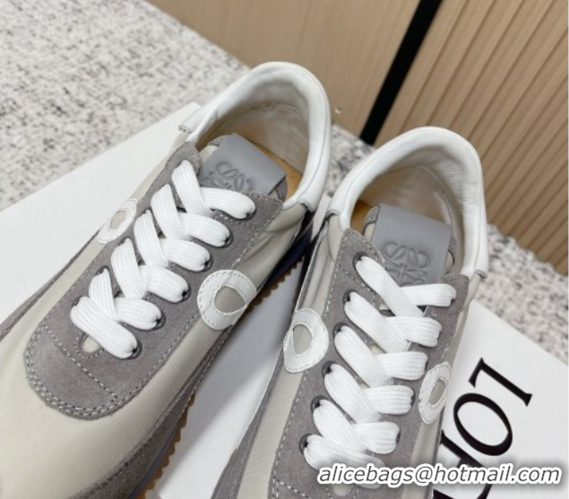 Top Grade Loewe Flow Runner Sneakers in Nylon and Suede Grey 0226024