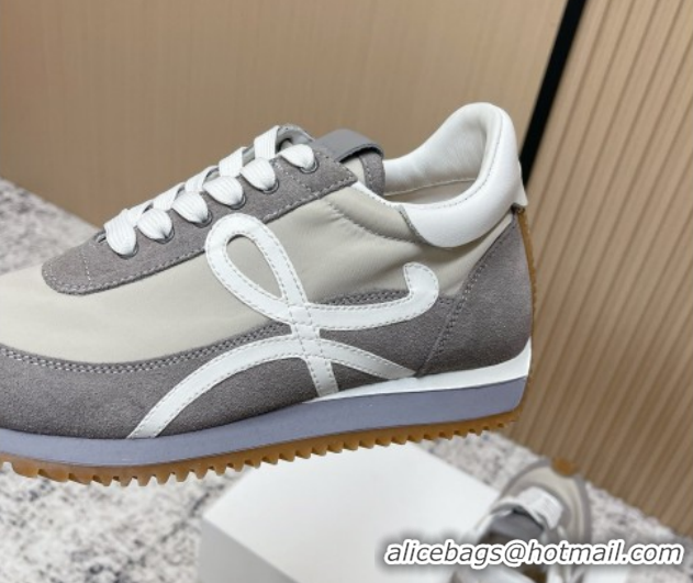 Top Grade Loewe Flow Runner Sneakers in Nylon and Suede Grey 0226024
