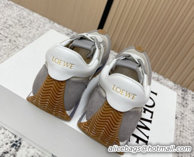 Top Grade Loewe Flow Runner Sneakers in Nylon and Suede Grey 0226024