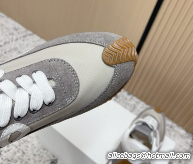 Top Grade Loewe Flow Runner Sneakers in Nylon and Suede Grey 0226024