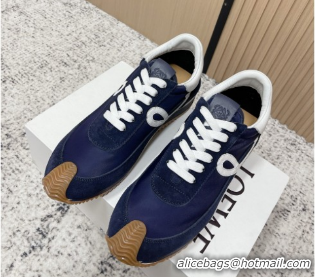 Top Design Loewe Flow Runner Sneakers in Nylon and Suede Blue 0226025
