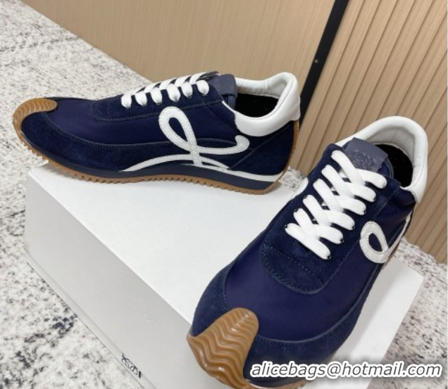 Top Design Loewe Flow Runner Sneakers in Nylon and Suede Blue 0226025