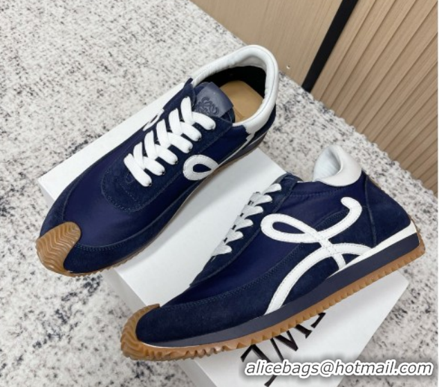 Top Design Loewe Flow Runner Sneakers in Nylon and Suede Blue 0226025