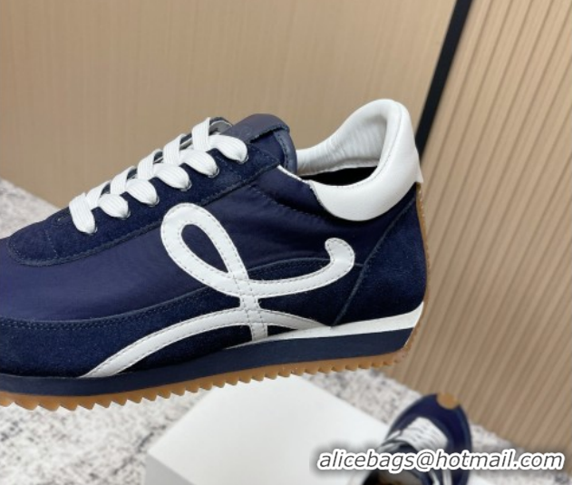 Top Design Loewe Flow Runner Sneakers in Nylon and Suede Blue 0226025