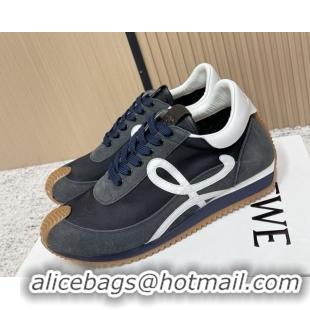 Luxurious Loewe Flow Runner Sneakers in Nylon and Suede Grey 0226026