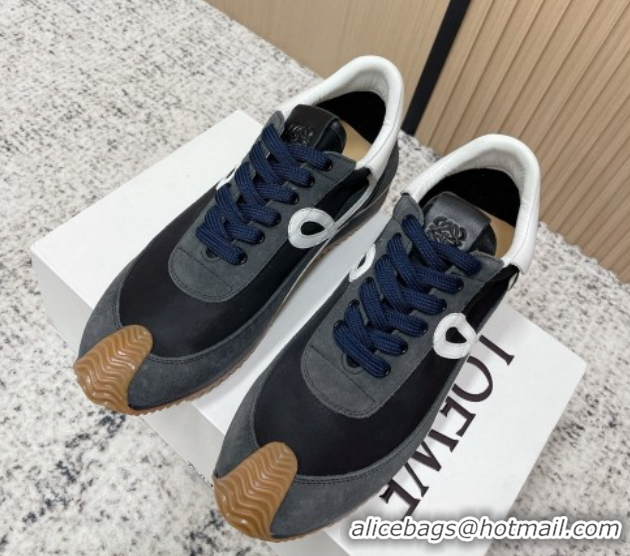 Luxurious Loewe Flow Runner Sneakers in Nylon and Suede Grey 0226026