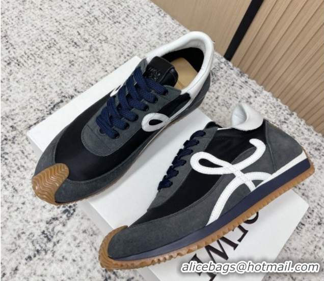 Luxurious Loewe Flow Runner Sneakers in Nylon and Suede Grey 0226026