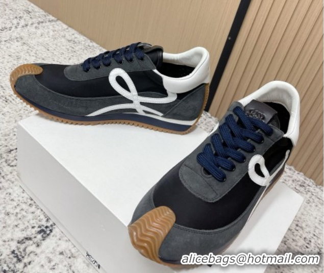 Luxurious Loewe Flow Runner Sneakers in Nylon and Suede Grey 0226026