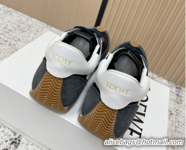 Luxurious Loewe Flow Runner Sneakers in Nylon and Suede Grey 0226026