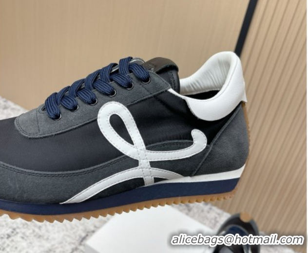 Luxurious Loewe Flow Runner Sneakers in Nylon and Suede Grey 0226026