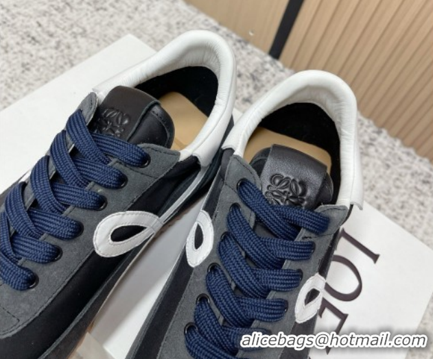 Luxurious Loewe Flow Runner Sneakers in Nylon and Suede Grey 0226026
