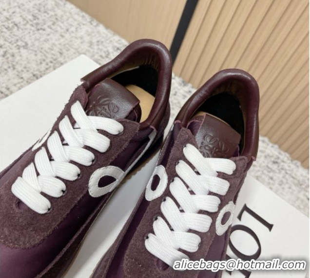 Good Product Loewe Flow Runner Sneakers in Nylon and Suede Dark Purple 0226028