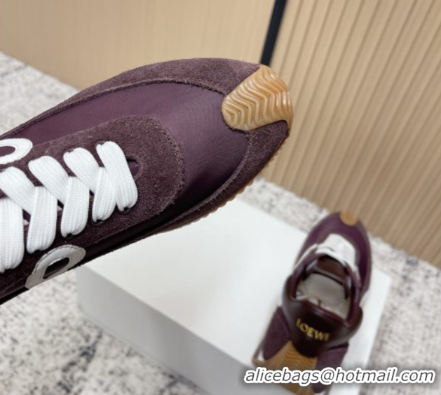Good Product Loewe Flow Runner Sneakers in Nylon and Suede Dark Purple 0226028
