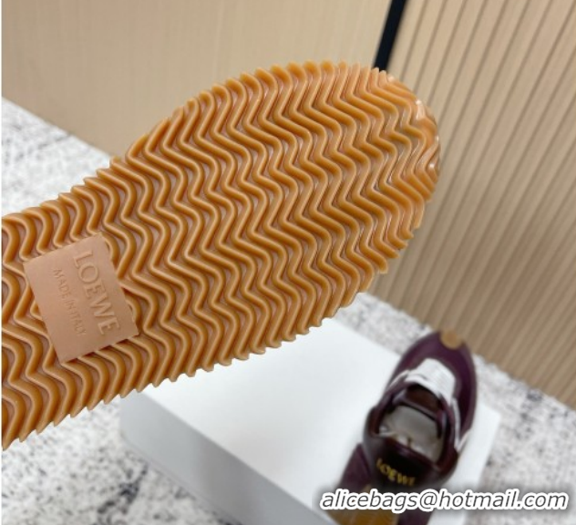 Good Product Loewe Flow Runner Sneakers in Nylon and Suede Dark Purple 0226028