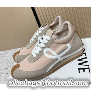 Hot Style Loewe Flow Runner Sneakers in Nylon and Suede Pink/Grey 0226029