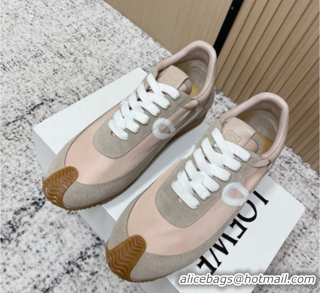 Hot Style Loewe Flow Runner Sneakers in Nylon and Suede Pink/Grey 0226029