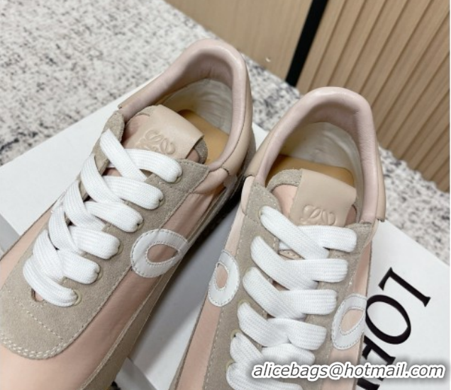 Hot Style Loewe Flow Runner Sneakers in Nylon and Suede Pink/Grey 0226029