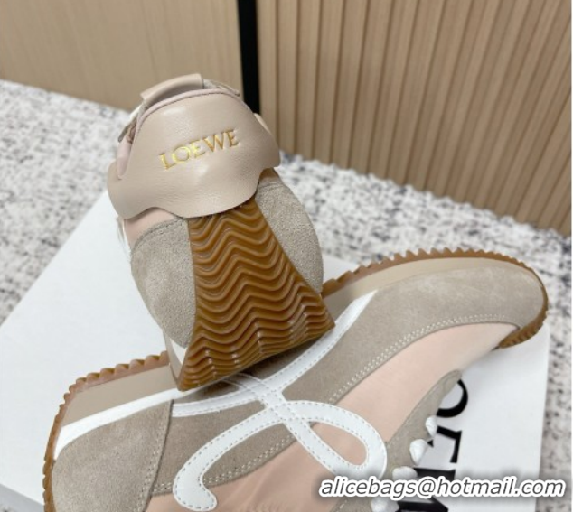 Hot Style Loewe Flow Runner Sneakers in Nylon and Suede Pink/Grey 0226029