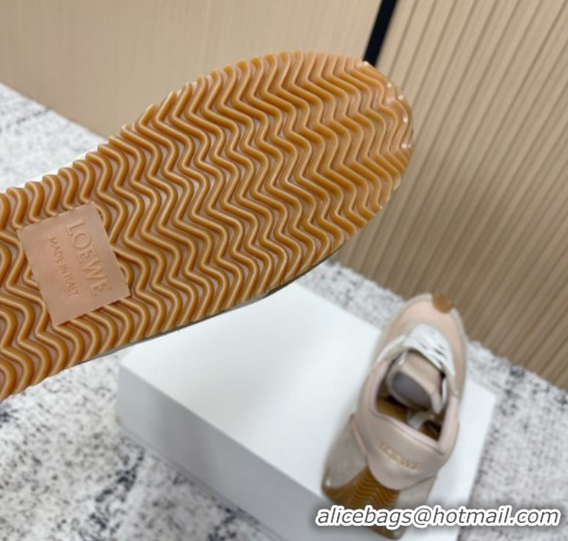 Hot Style Loewe Flow Runner Sneakers in Nylon and Suede Pink/Grey 0226029