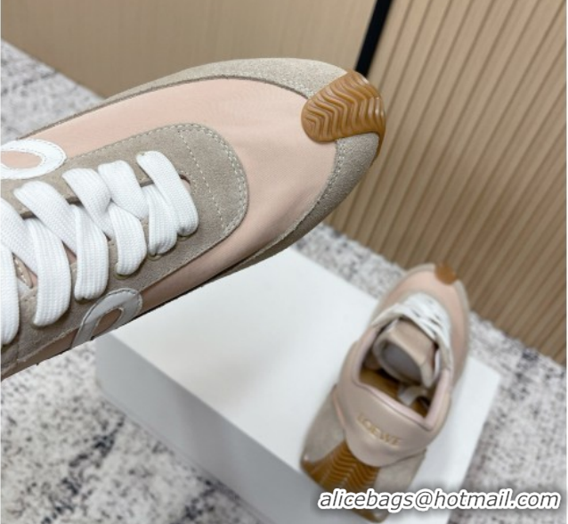 Hot Style Loewe Flow Runner Sneakers in Nylon and Suede Pink/Grey 0226029