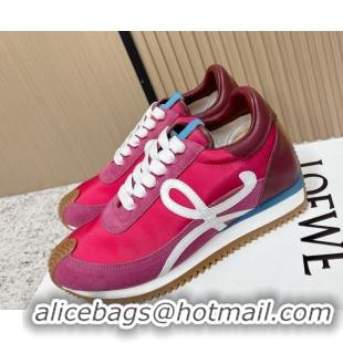 Popular Style Loewe Flow Runner Sneakers in Nylon and Suede Fuchsia Pink 0226030