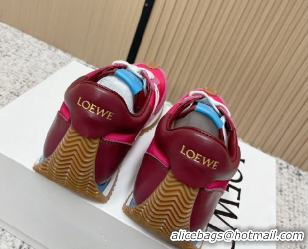 Popular Style Loewe Flow Runner Sneakers in Nylon and Suede Fuchsia Pink 0226030
