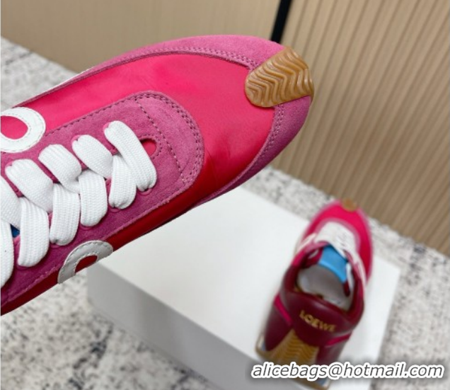Popular Style Loewe Flow Runner Sneakers in Nylon and Suede Fuchsia Pink 0226030