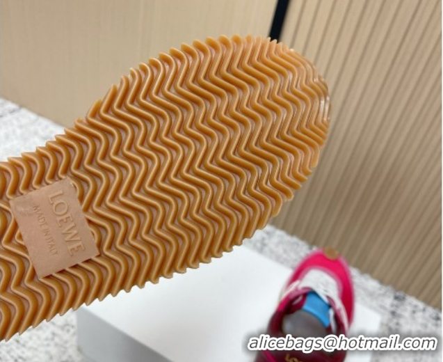 Popular Style Loewe Flow Runner Sneakers in Nylon and Suede Fuchsia Pink 0226030