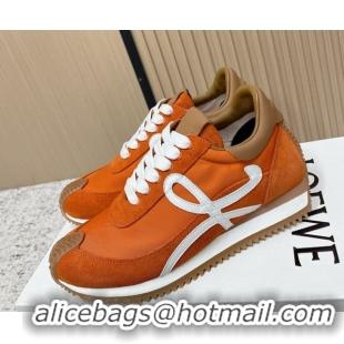 Good Looking Loewe Flow Runner Sneakers in Nylon and Suede Orange 0226031