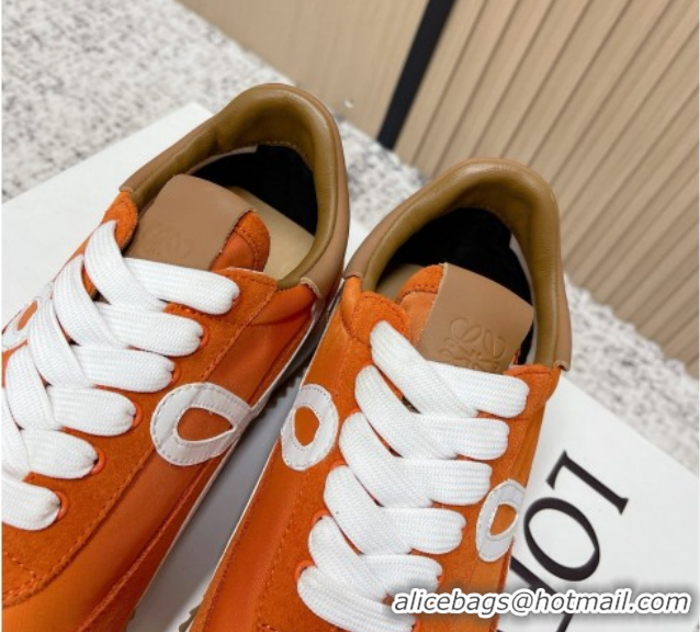 Good Looking Loewe Flow Runner Sneakers in Nylon and Suede Orange 0226031