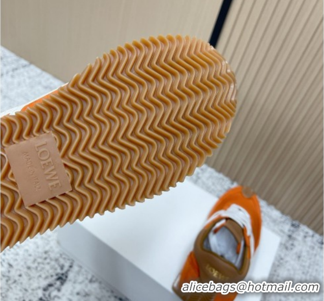 Good Looking Loewe Flow Runner Sneakers in Nylon and Suede Orange 0226031