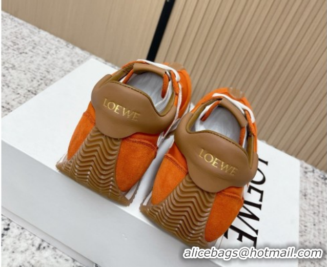 Good Looking Loewe Flow Runner Sneakers in Nylon and Suede Orange 0226031