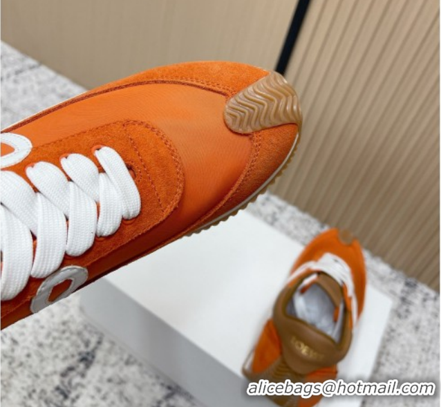 Good Looking Loewe Flow Runner Sneakers in Nylon and Suede Orange 0226031
