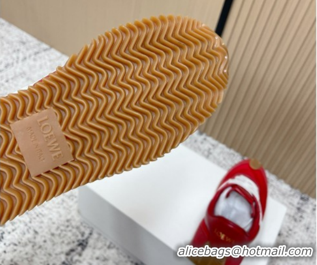 Pretty Style Loewe Flow Runner Sneakers in Nylon and Suede Red 0226032