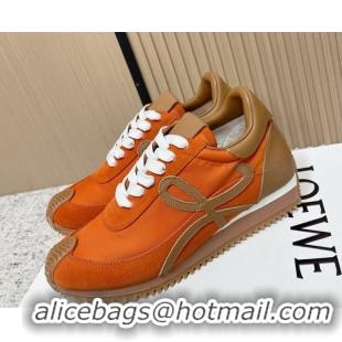 Good Quality Loewe Flow Runner Sneakers in Nylon and Suede Orange/Brown 0226033