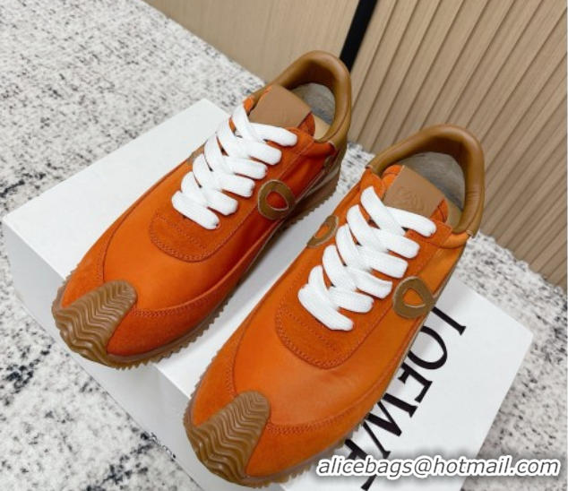 Good Quality Loewe Flow Runner Sneakers in Nylon and Suede Orange/Brown 0226033