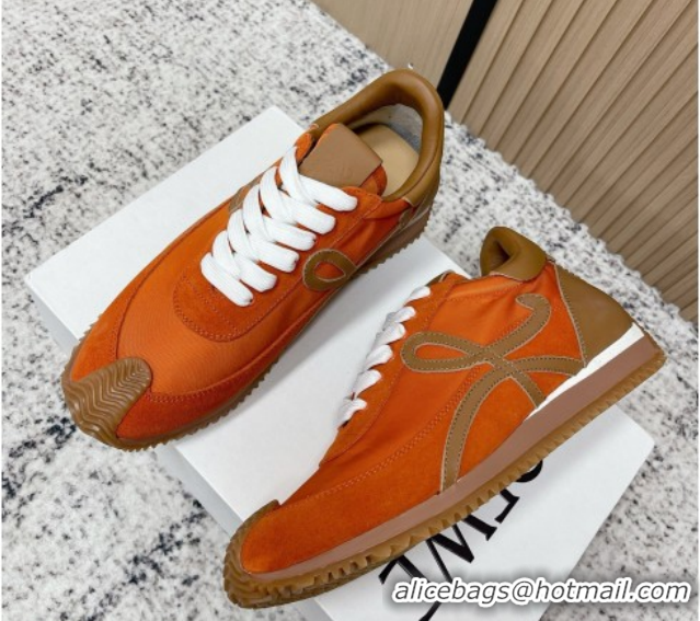 Good Quality Loewe Flow Runner Sneakers in Nylon and Suede Orange/Brown 0226033
