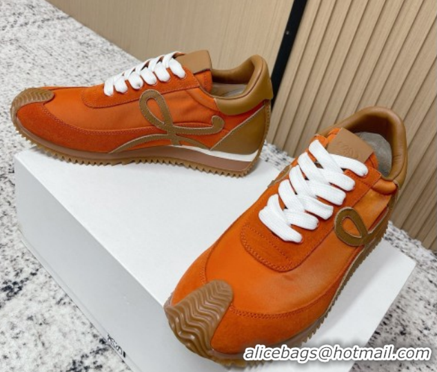 Good Quality Loewe Flow Runner Sneakers in Nylon and Suede Orange/Brown 0226033