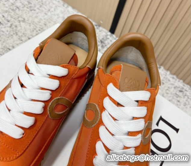 Good Quality Loewe Flow Runner Sneakers in Nylon and Suede Orange/Brown 0226033