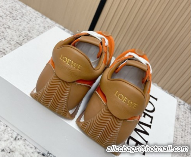 Good Quality Loewe Flow Runner Sneakers in Nylon and Suede Orange/Brown 0226033