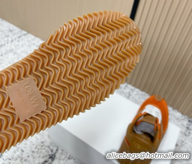 Good Quality Loewe Flow Runner Sneakers in Nylon and Suede Orange/Brown 0226033