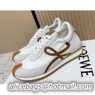 Loewe Flow Runner Sneakers in Nylon and Suede White 0226034