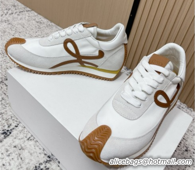 Loewe Flow Runner Sneakers in Nylon and Suede White 0226034