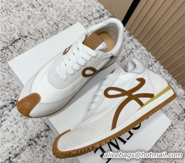 Loewe Flow Runner Sneakers in Nylon and Suede White 0226034