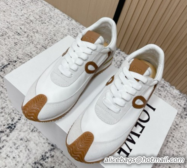 Loewe Flow Runner Sneakers in Nylon and Suede White 0226034
